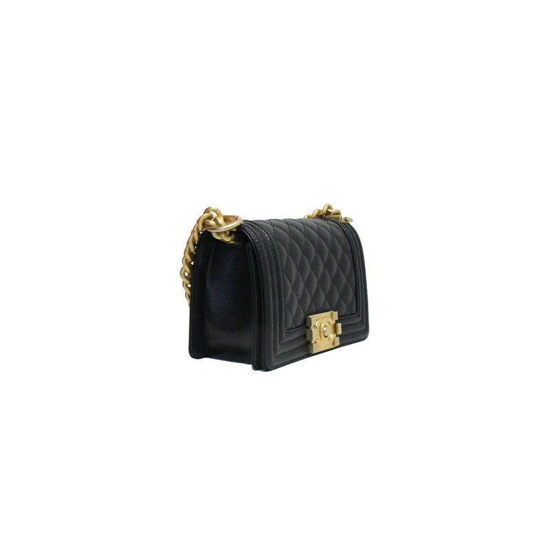 Chanel Leboy Caviar Leather Small Gold Hardware Black - NOBLEMARS