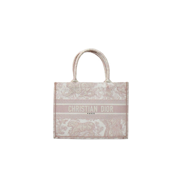 Dior Small Book Tote Toile de Jouy Embroidery Pink - NOBLEMARS
