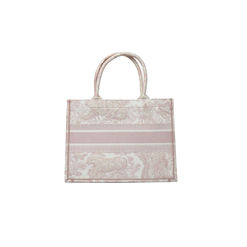 Dior Small Book Tote Toile de Jouy Embroidery Pink - NOBLEMARS