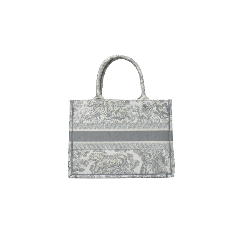 Dior Small Book Tote Toile de Jouy Embroidery Gray - NOBLEMARS