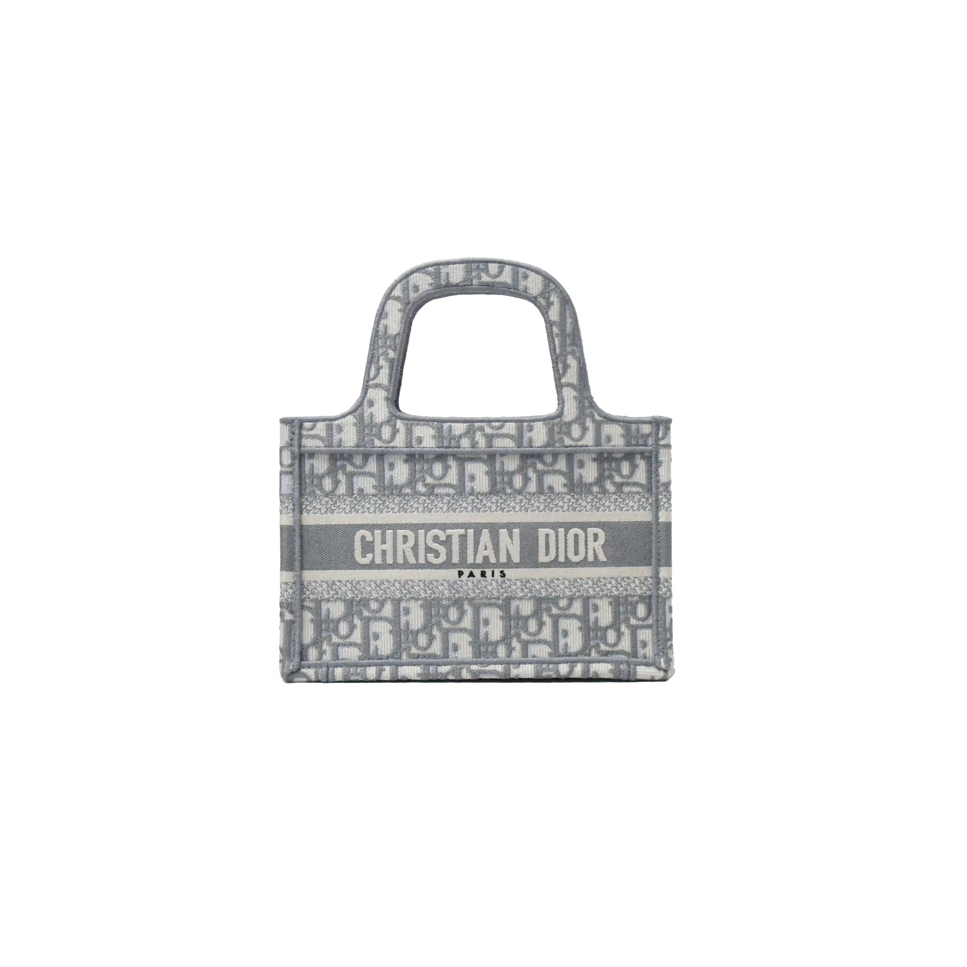 Dior Oblique Embroidery Mini Book Tote Gray - NOBLEMARS