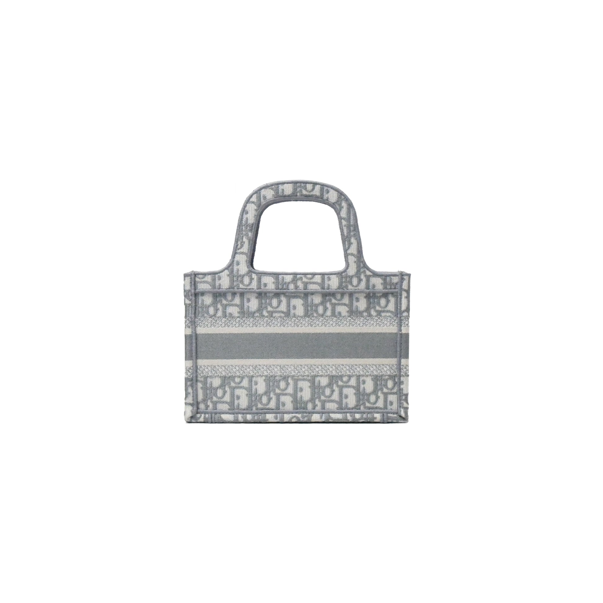 Dior Oblique Embroidery Mini Book Tote Gray - NOBLEMARS