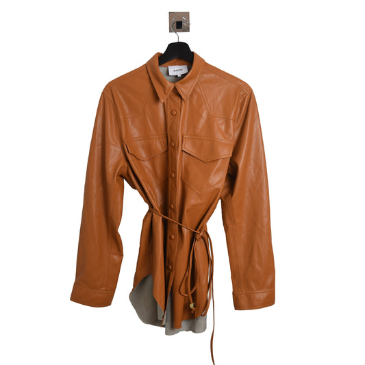 Nanushka Leather Shirt Caramel - NOBLEMARS