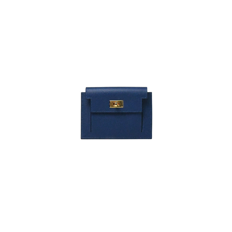 Hermes Kelly Pocket Epsom Compact Wallet Blue - NOBLEMARS