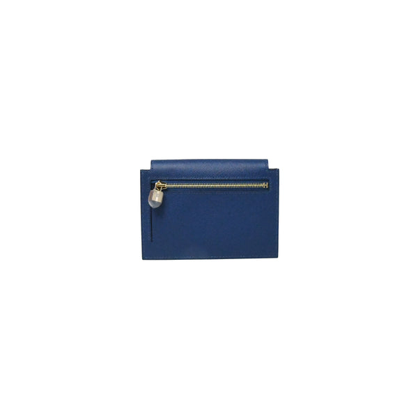 Hermes Kelly Pocket Epsom Compact Wallet Blue - NOBLEMARS