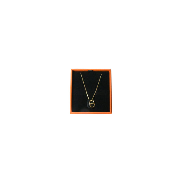Hermes Farandole Leather Necklace Black Gold - NOBLEMARS