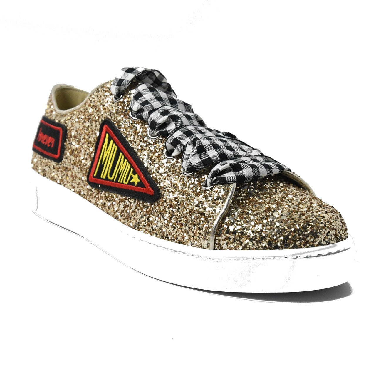 Miu Miu Calzature Donna Glitter Sneaker Pirite - NOBLEMARS