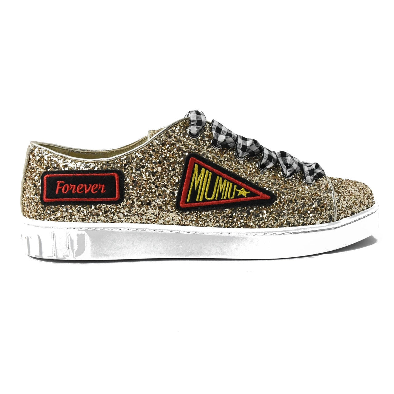 Miu Miu Calzature Donna Glitter Sneaker Pirite - NOBLEMARS