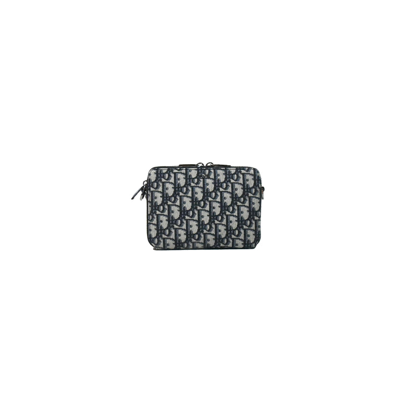 Dior Pouch with Shoulder Strap Oblique Jacquard Beige/Black in