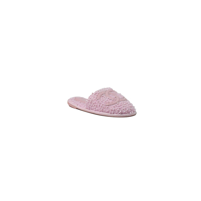 Chanel Tweed Mules Pink - NOBLEMARS