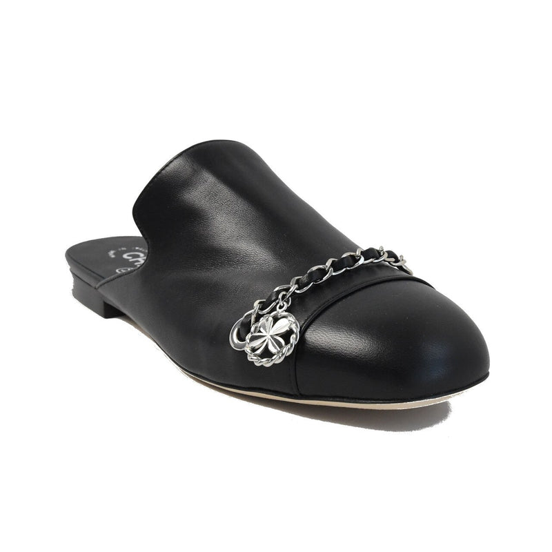 Chanel Lambskin Mules Sandals Black - NOBLEMARS