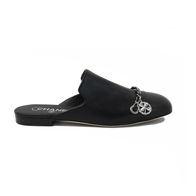 Chanel Lambskin Mules Sandals Black - NOBLEMARS