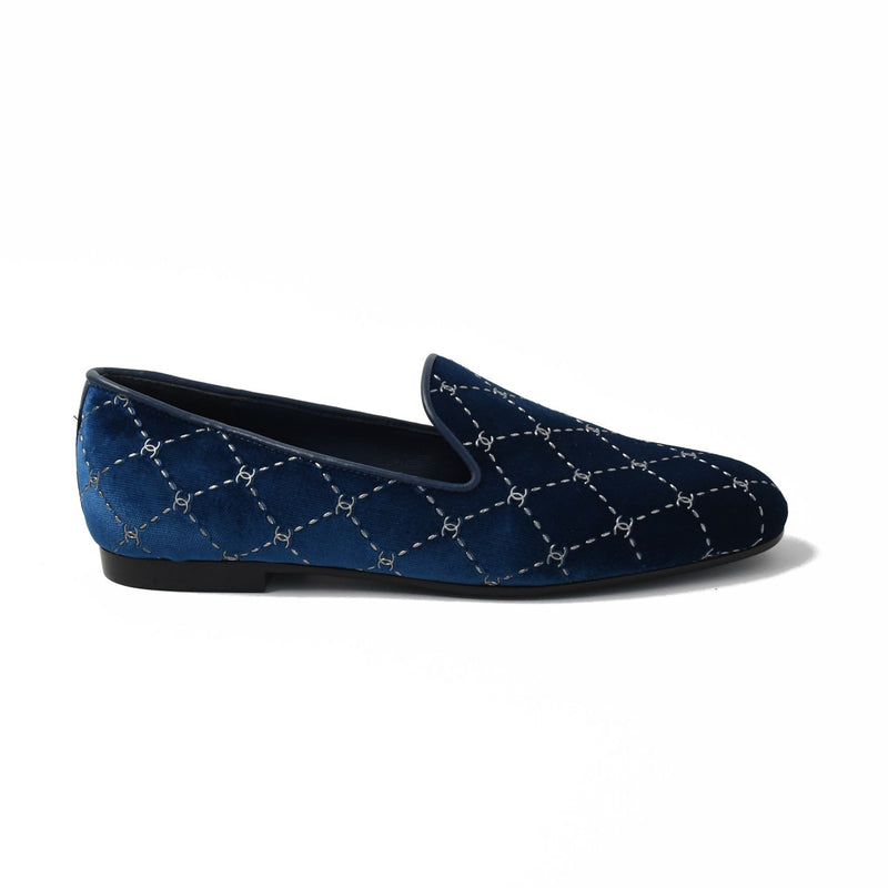 Chanel Mocassins Loafers Velvet Blue - NOBLEMARS