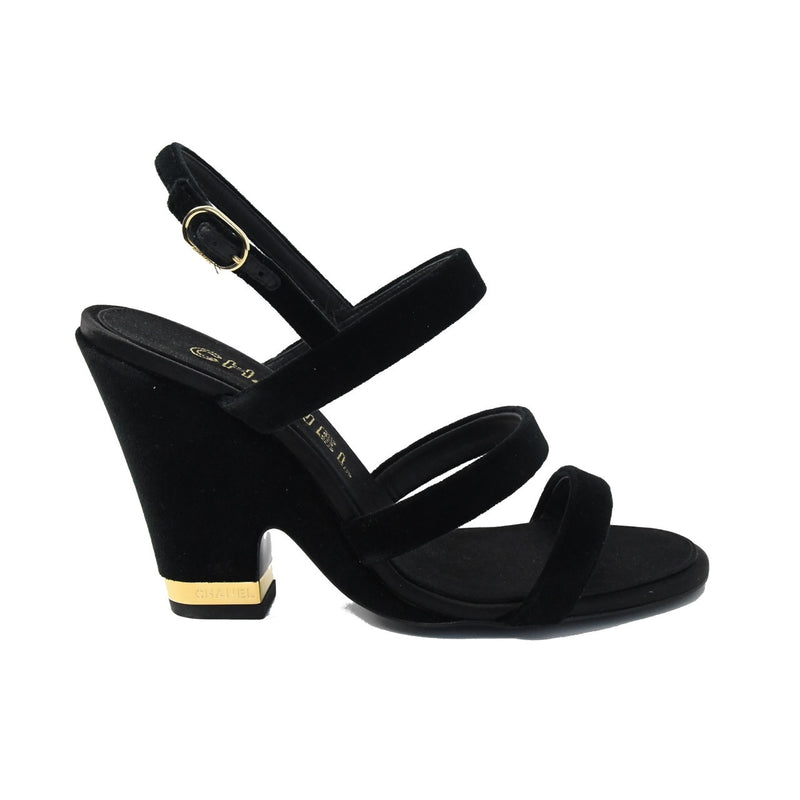 Chanel Velvet Pump Sandals Black - NOBLEMARS