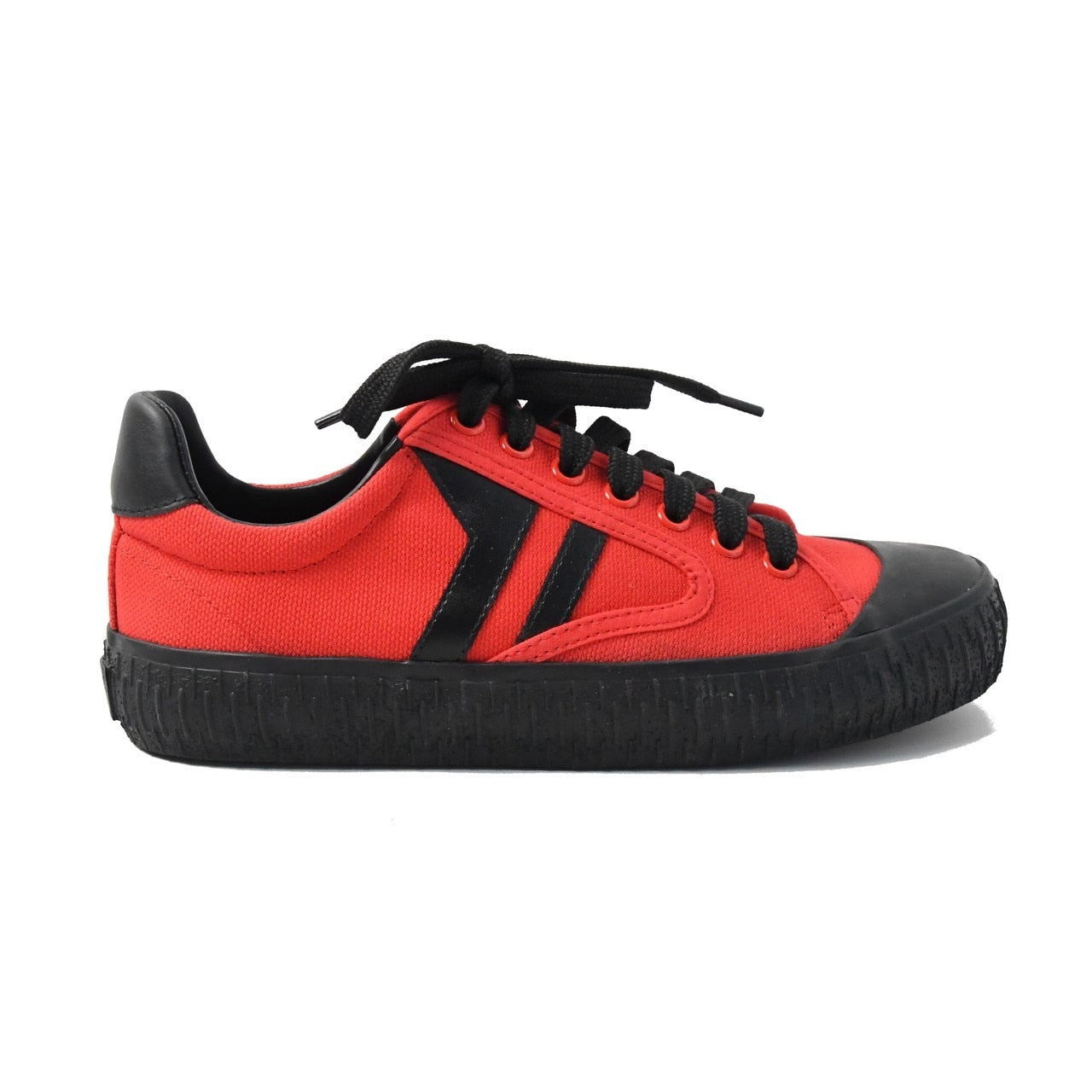 Celine Plimsole Lace Up Sneaker Canvas Red/Black - NOBLEMARS