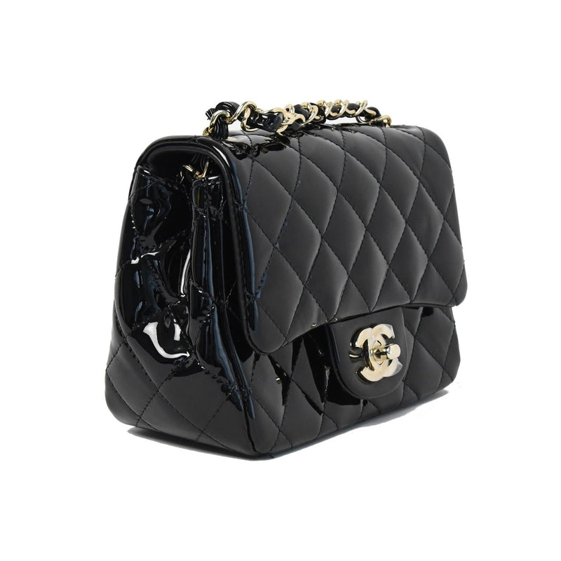 CHANEL Quilted Leather Mini Square Flap Bag Black