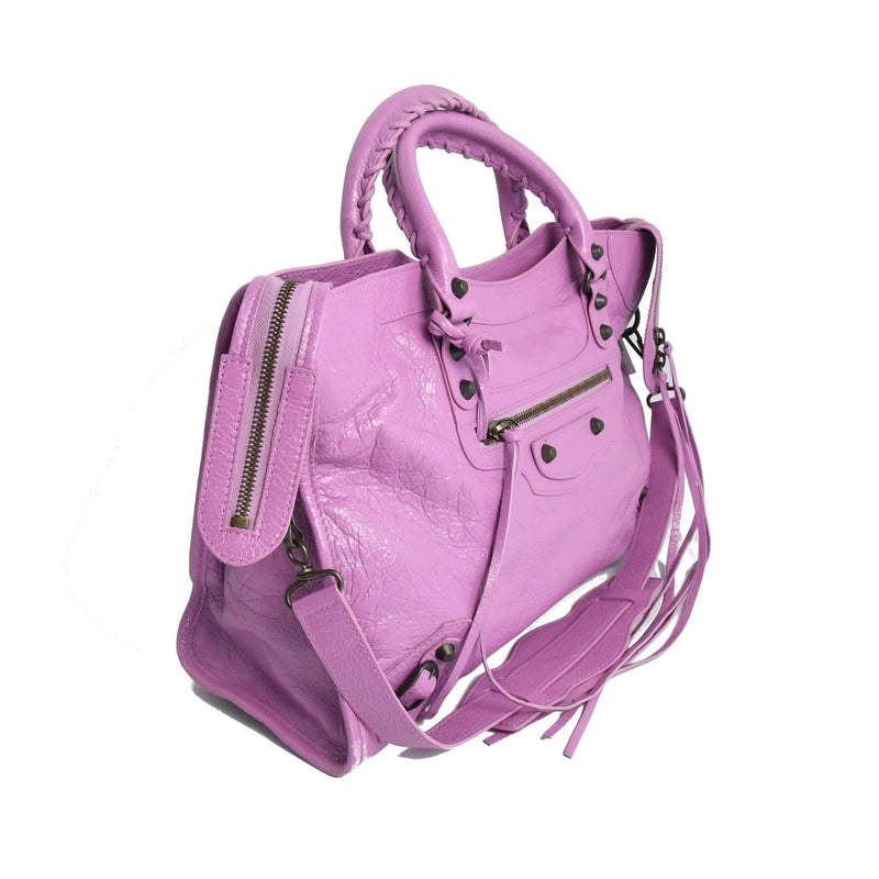 Balenciaga Classic City Dark Studs Medium Leather Bag Pink - NOBLEMARS