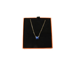 Hermes Mini Pop H Necklace Gold Hardware Blue - NOBLEMARS