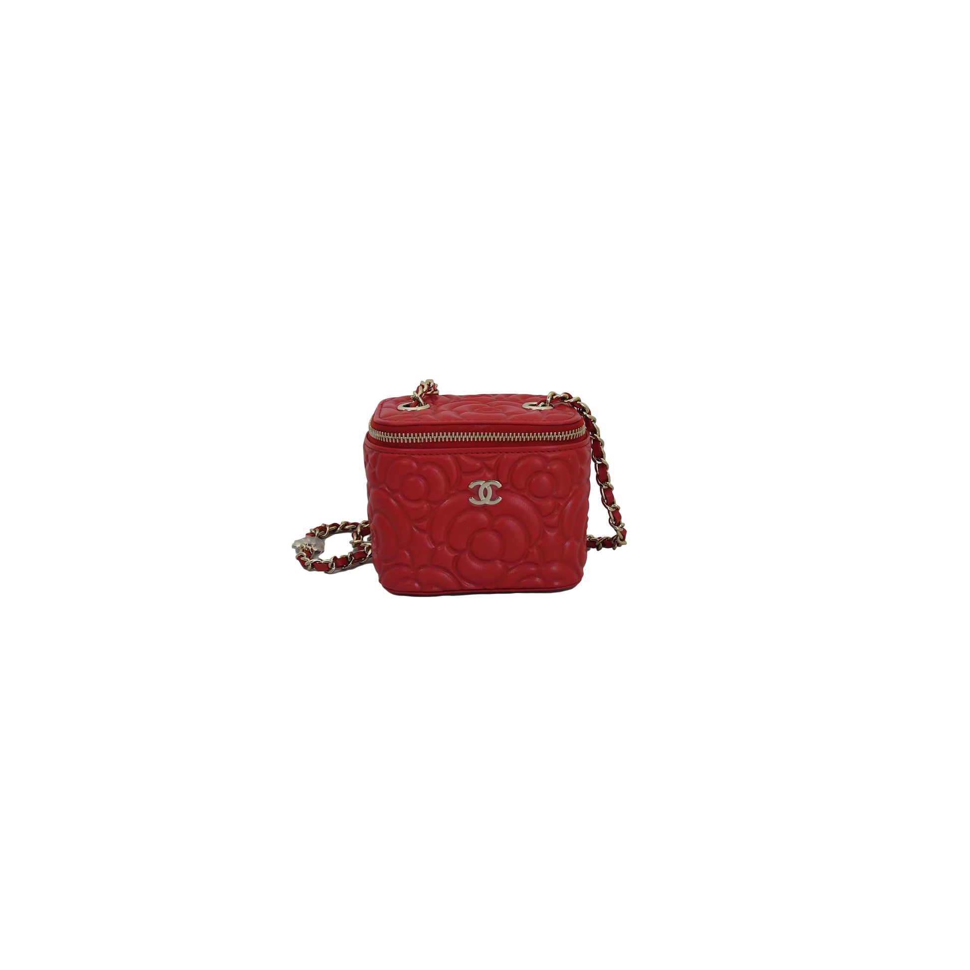 Chanel Camellia Flower Vanity Crossbody Bag Red - NOBLEMARS