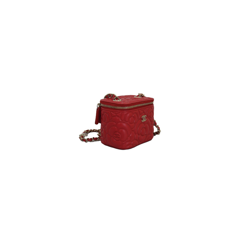 Chanel Camellia Flower Vanity Crossbody Bag Red - NOBLEMARS