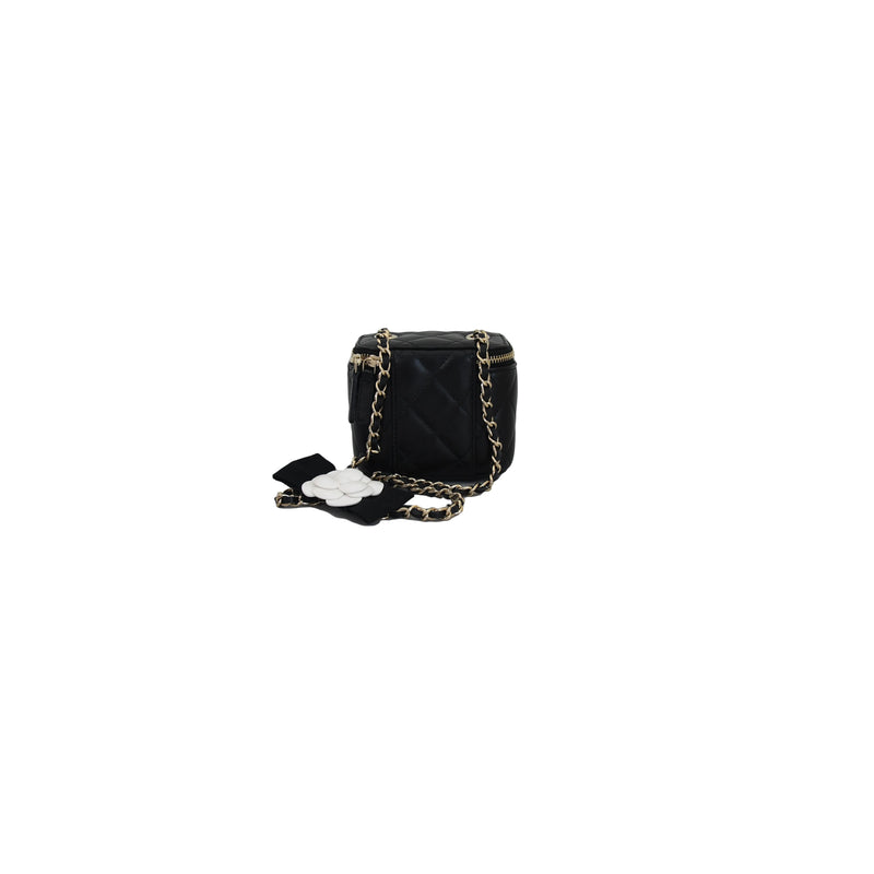 Chanel Small Vanity with Camellia Flower Chain Black - NOBLEMARS