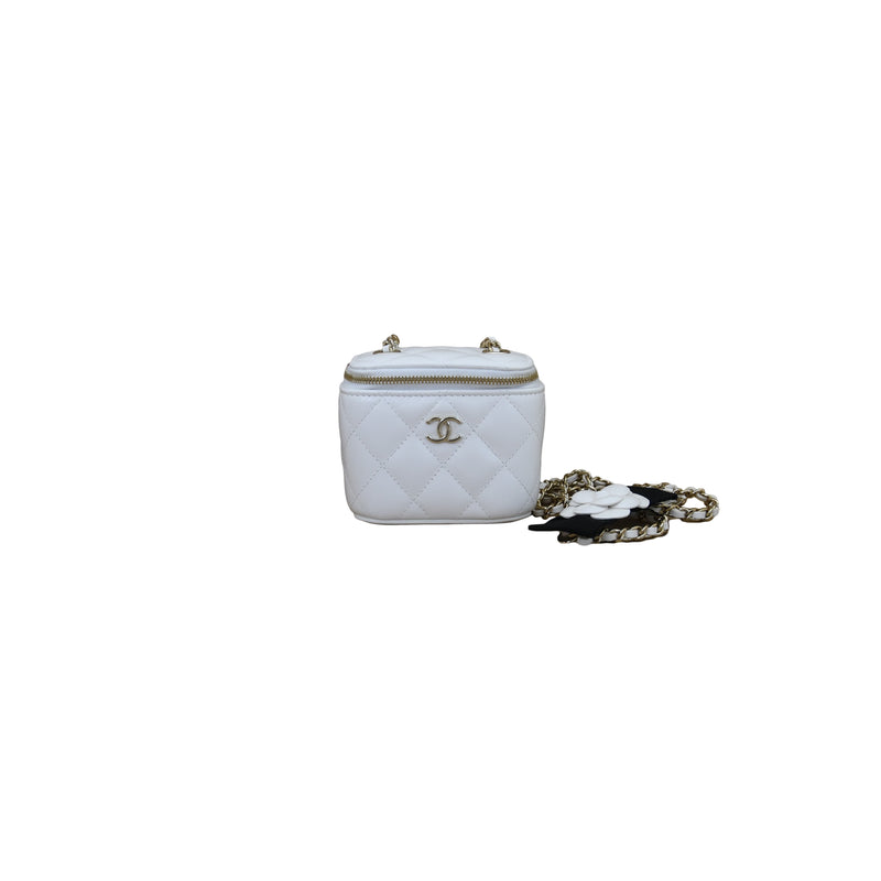 Chanel Small Vanity with Camellia Flower Chain White - NOBLEMARS