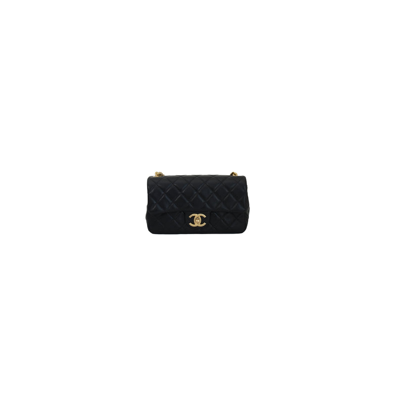 Chanel Flap Bag Lambskin Resin Gold Tone Black - NOBLEMARS