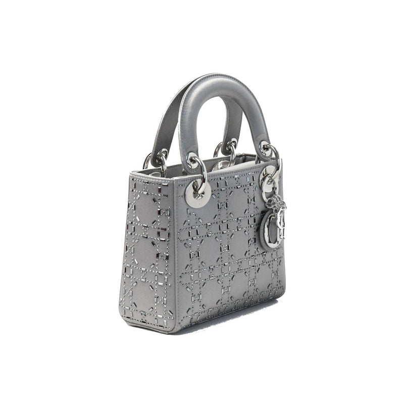 Dior Mini Ladydior Metallic Leather Silver - NOBLEMARS
