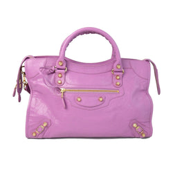 Balenciaga Classic City Gold Studs Leather Bag Pink - NOBLEMARS