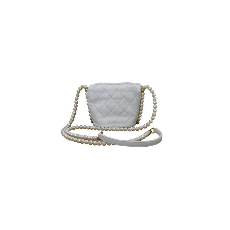 Chanel Mini Drawstring Bag Calfskin Pearl with Gold Metal Black - NOBLEMARS