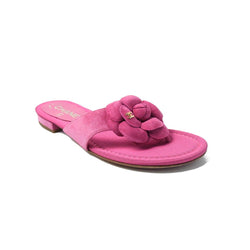 Chanel Suede Thongs Flat Sandals Pink - NOBLEMARS