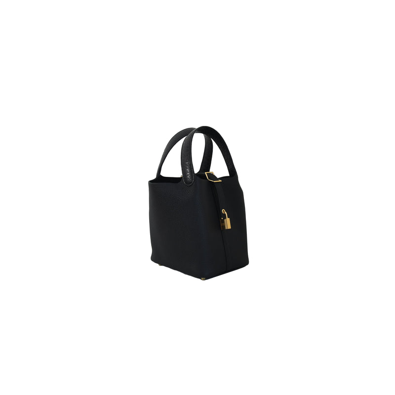Hermes Picotin 18 Lock Bag Touch Gold Hardware Black For Sale at