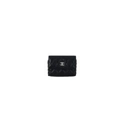 Chanel Mini Wallet on Chain with Camellia Flower Chain Lambskin Gold Tone Black - NOBLEMARS