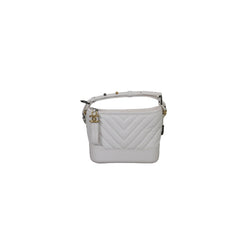 Chanel Chevron Gabrielle Small Hobo Bag White - NOBLEMARS