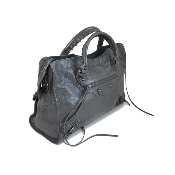 Balenciaga Classic City Dark Studs Lambskin Bag Black - NOBLEMARS