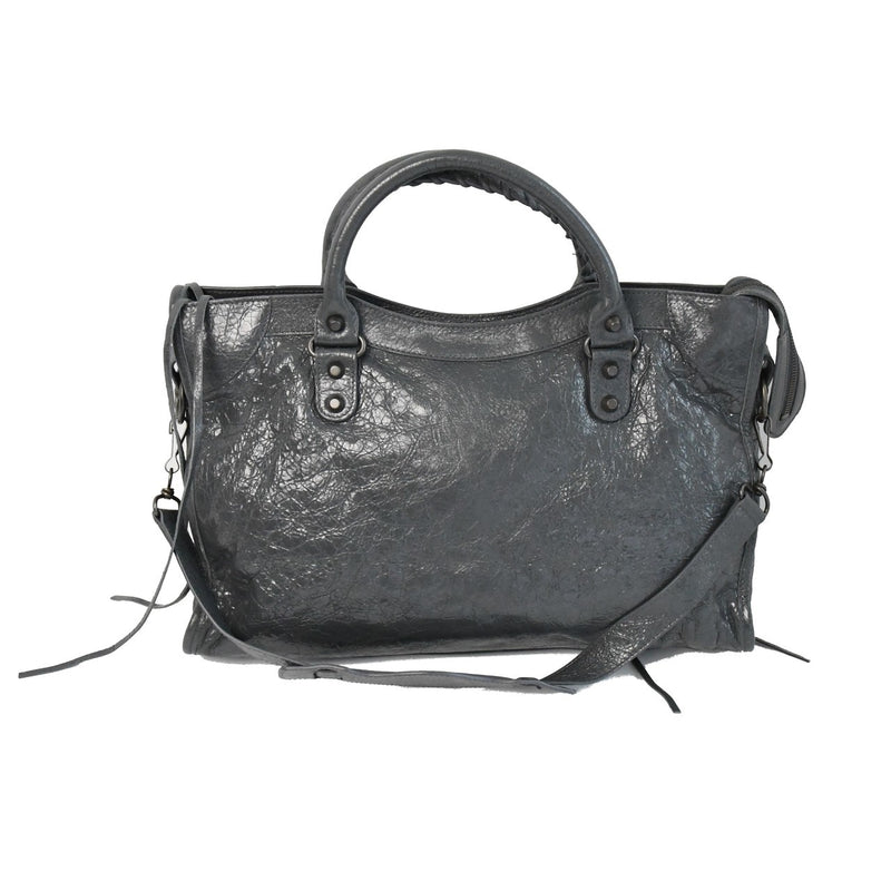 Balenciaga Classic City Dark Studs Lambskin Bag Black - NOBLEMARS
