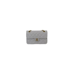 Chanel Flap Bag Caviar Gold Hardware White - NOBLEMARS