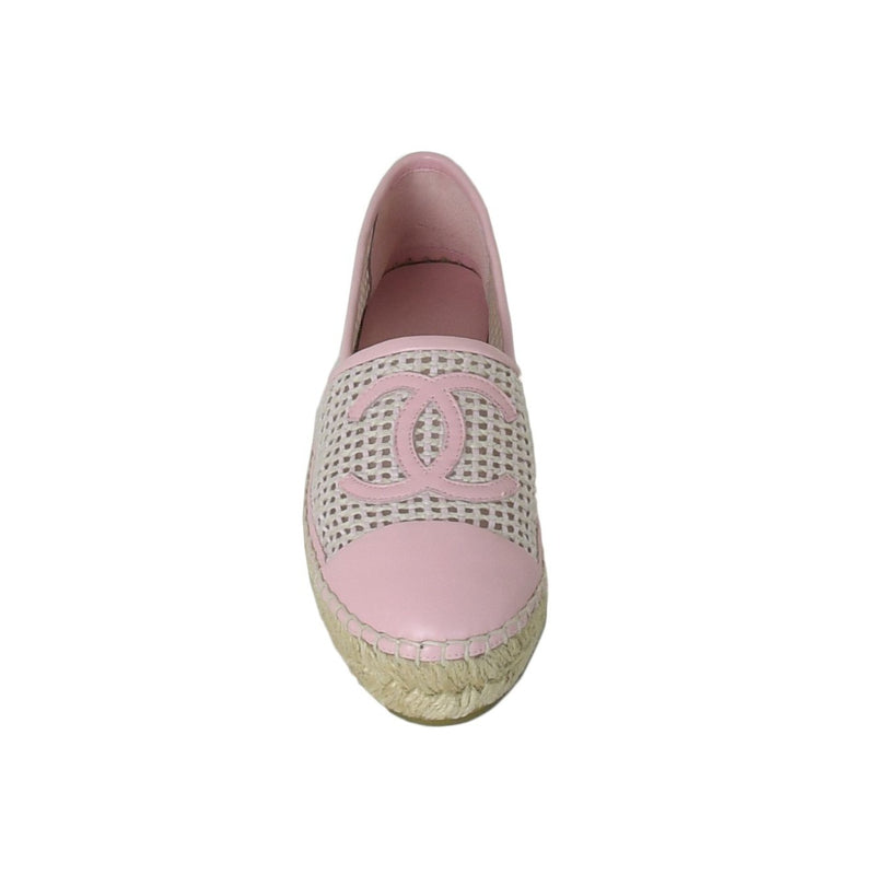 Chanel Mesh Lambskin Espadrilles Light Pink Beige - NOBLEMARS