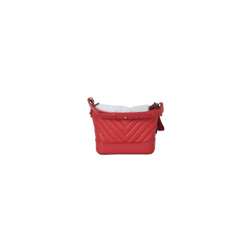 Chanel Chevron Gabrielle Hobo Bag Red - NOBLEMARS