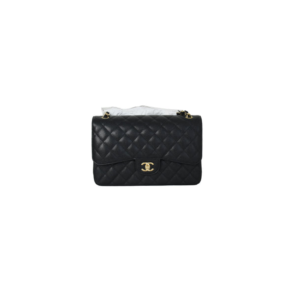 Chanel Caviar Jumbo CF Bag Gold Hardware Black - NOBLEMARS