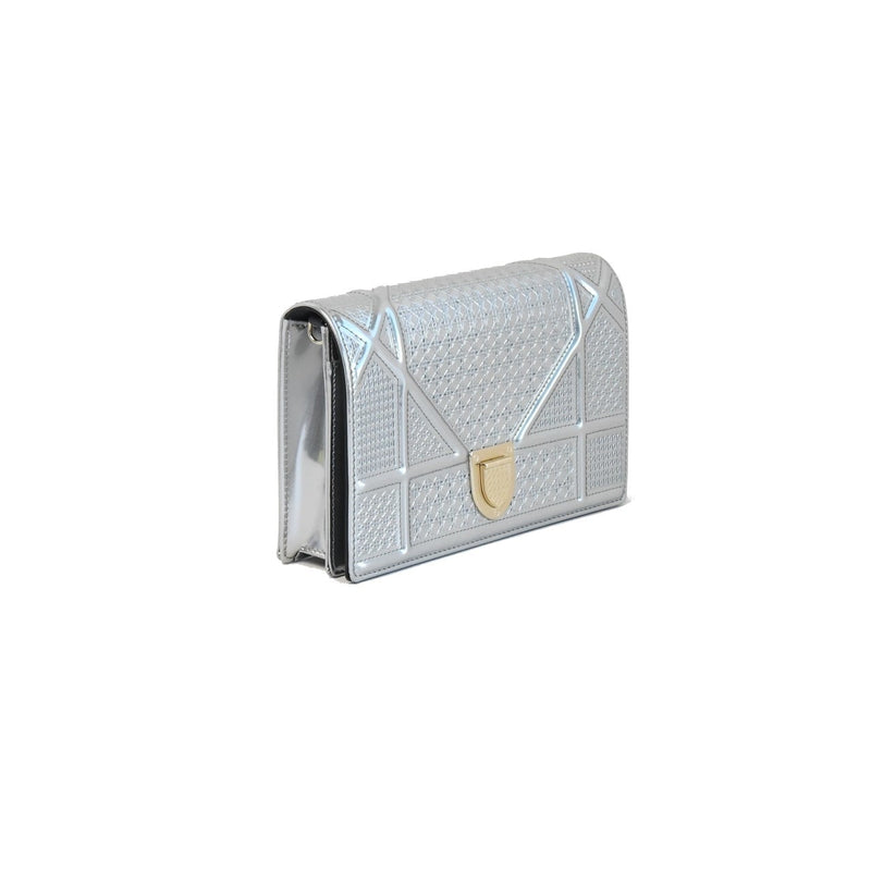 Dior Diorama Micro-Cannage Wallet On Chain Clutch Calfskin Champagne Metallic - NOBLEMARS