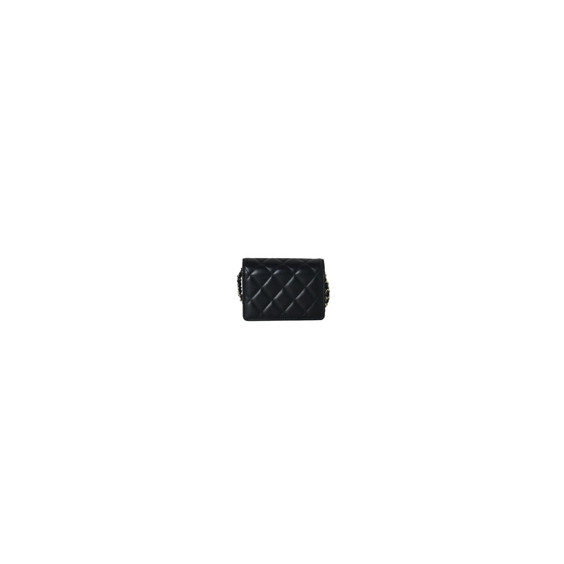 Chanel Crossbody Card Holder With Flap Gold Hardware Black - NOBLEMARS