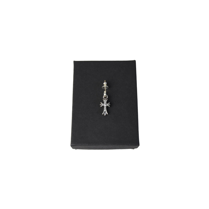 Chrome Hearts Baby Fat Cross Pave Diamond Earring Silver - NOBLEMARS