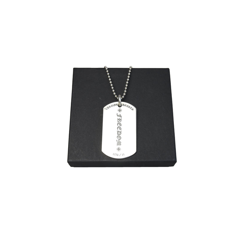Chrome Hearts American Flag Freedom Dog Tag Necklace Silver - NOBLEMARS
