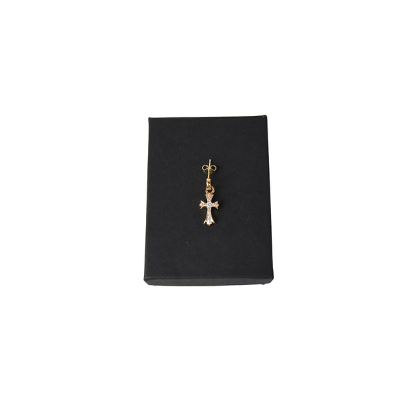 Chrome Hearts Baby Fat Cross Pave Diamond Earring Gold - NOBLEMARS