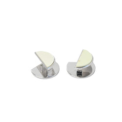 Dior Half Moon Earrings White Silver - NOBLEMARS