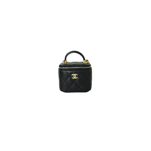 Chanel Small Vanity With Chain Lambskin Gold-Tone Metal Black