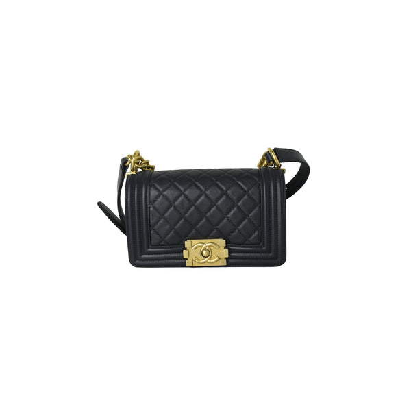 Chanel Small Boy Handbag Gold-Tone Metal Gris - NOBLEMARS