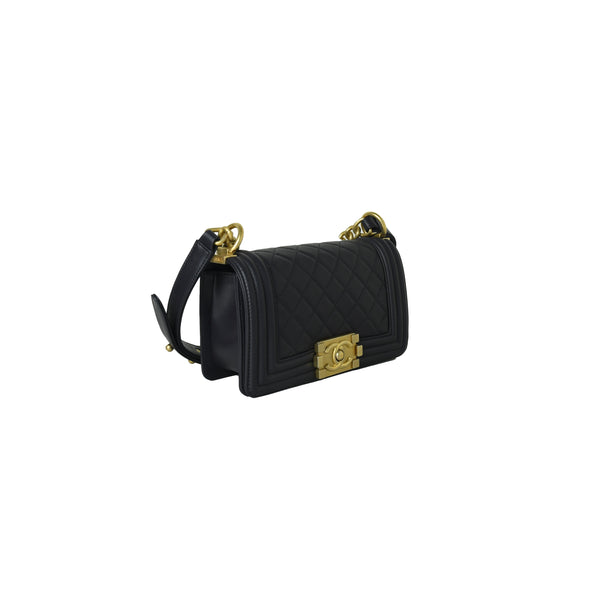 Chanel Small Boy Handbag Gold-Tone Metal Gris - NOBLEMARS