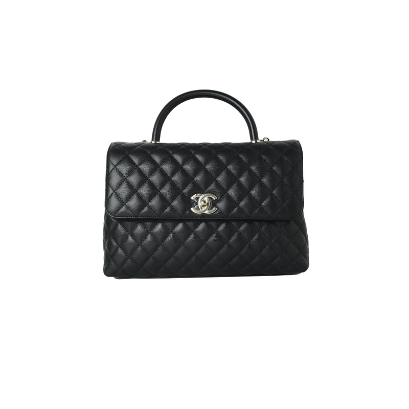 Chanel Black Quilted Caviar Leather and Lizard Coco Handle Large Tote Bag -  Yoogi's Closet